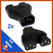 2 x IEC Y Splitter Mains Power Adapter | IEC C14 Male to 2x C13 Splitter Female