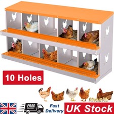 Chicken Nesting Box for Laying Eggs 10 Compartment Roll Away Chickens Laying Box