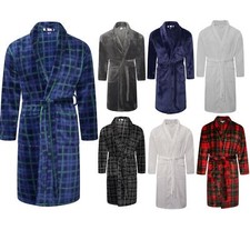 Mens Flannel Fleece Bathrobe Warm Soft Dressing Gown Bath Robe Shawl Collar