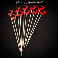 10x Cute Wooden Reindeer Party