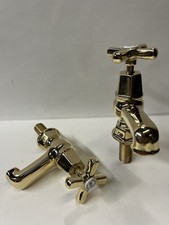 Original Reclaimed Antique Art Deco Refurbished Pair Brass Bath Sink Taps AF116