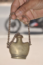 Vintage Brass Unique Shape Fine Handcrafted Solid Oil/Powder/Pill Bottle