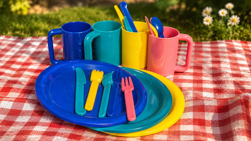 Picnic set plastic plates - -,