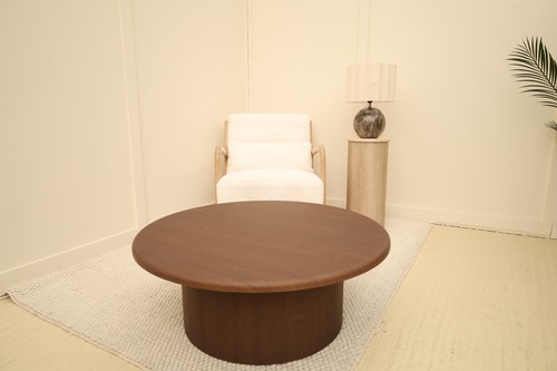 Dark wood round coffee - round, table