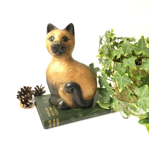 Large handcarved wooden cat - large,
