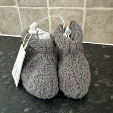 New Zara baby grey teddy Borg bootie shoes size UK 0.5 EU 15