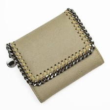 Stella McCartney Tri-fold wallet in synthetic leather, beige, for women, t19170a