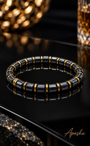Men hematite bracelet - men’s, 8mm