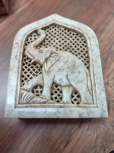 Carved soapstone box