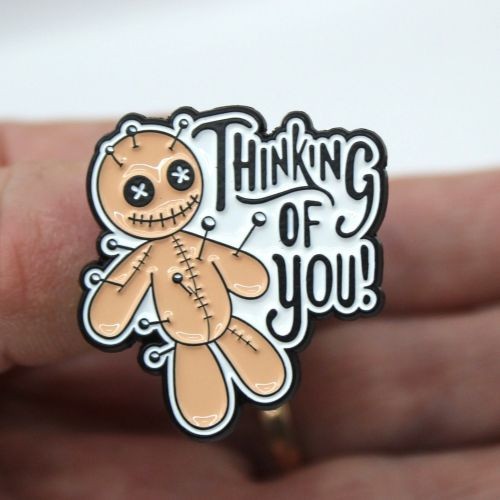 Voodoo doll effigy pin badge - effigy,