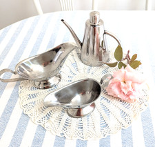 Retro  Vintage 70s stainless steel Gravy Boat Sauce Jug & Oil dispenser
