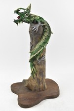 Handmade Wooden Dragon Sculpture 46cm Tall Fierce Snarling Carved Painted