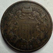 1865 US 2 Cent Coin 2c Exact