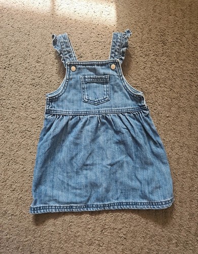 Baby girls blue denim pinafore - blue,