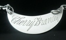  Sterling Silver CHERRY Brandy Decanter Label, Birmingham Antique 1897
