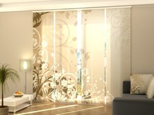 Sliding Panel Curtain for Room Separation, any sizes - Brown Floral Lianas
