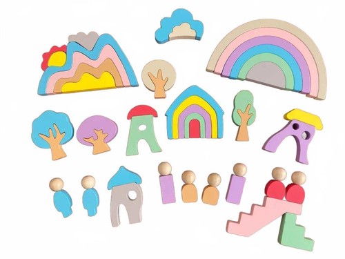 Wooden rainbow stacking toys - rainbow,