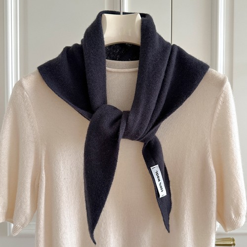 Wool knitted triangular scarf - wool,