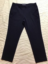 M&S Dark Navy Ankle Dress Classic Business Trousers - Size 12S Short