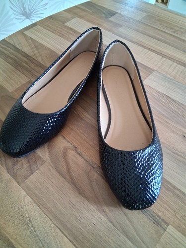 Ladies black shiny ballet - shiny,
