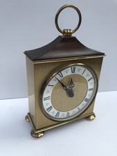Mantle Clock Retro Brass And Wood Working With Japanese Quartz Movement
