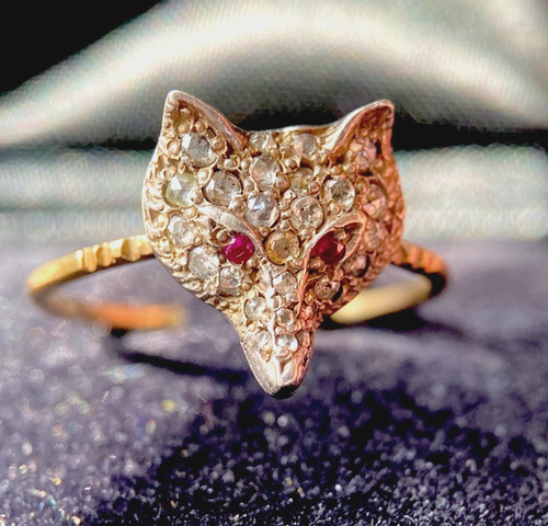 Gold diamond encrusted fox - diamond,