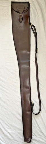 Brown leather shotgun slip - brown,