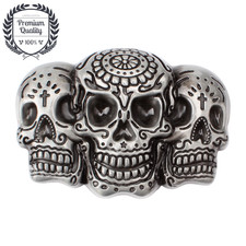 PREMIUM Skull skeleton Belt Buckle  Head Metal Zinc Alloy Western Rock Cowboy