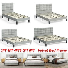 Metal Bed Frame Square Velvet