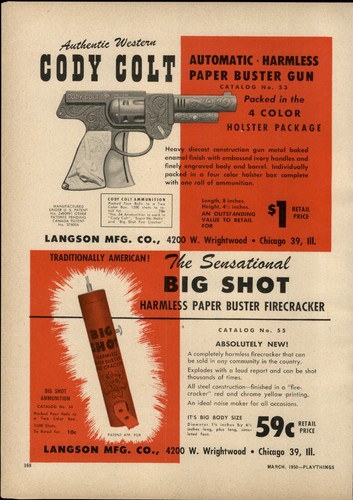 1950 paper cody colt cap - ad,