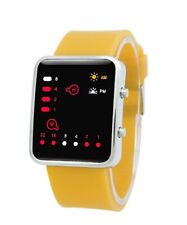 Elegant Binary Wristwatch Silicone Yellow Strap Digital LED Wrist Watch LED_RD