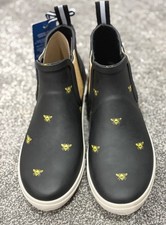 Joules Women Rainwell Ankle Height Wellies  - Black Gold Bee 🐝- Adult 7 UK