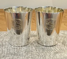 Pair of Japanese .950 Silver Sake Cups-Haiyu Workshop, Gilt Interior, 1950s/60s