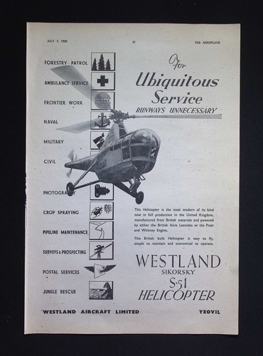 Original 1950 advert westland - advert,