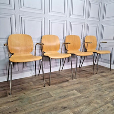 Retro Set x4 Ikea Dietmar Chrome Mid-Century Style Arm Dining Desk Chairs Seat