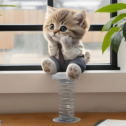Cute cat bobblehead car - cute,