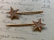 Two vintage 80's hair bobby pins, clips, grips, slides - diamante stars, wedding
