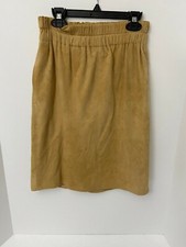 Polly Edwards for Tenderness Size 6 Mustard Yellow Buttery Soft Suede Skirt