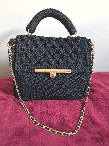 Handcraft croched bag black - croched,