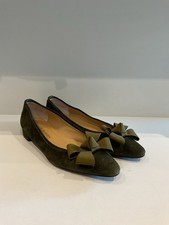 Russell And Bromley Green Suede Slip On Loafers Size 4.5 (37.5)