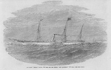 1855 Antique Print - Yacht Merriel Tender New Quarterly   (93)