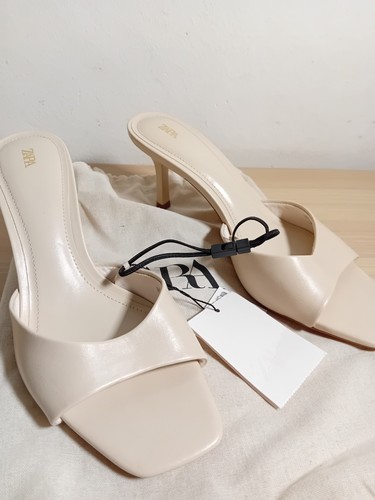 Zara womens ecru heeled - zara, mule