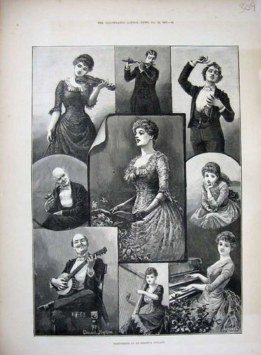 Old antique print 1887 - print,