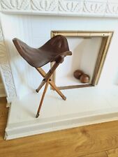 NEWMAN SOHO SQUARE Artist's Stool Bench Camping Tri-Fold Chair Leather Antique 