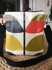 Cross body bag - new - HANDMADE with Orla Kiely Multi Stem Oilcloth