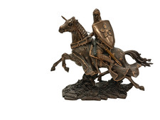 Veronese Medieval Knight on Horseback Bronze Effect Resin Figurine Statue