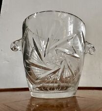 Vintage Wine / Champagne Ice Bucket Crystal Cut With Handles -  Cut Glass