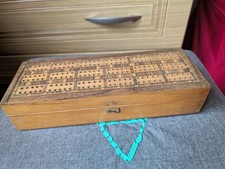 Vintage Wooden Cribbage Box with original pegs 