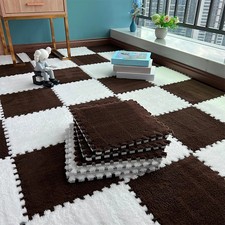 12Pcs Plush EVA Foam Interlocking Carpet Tiles, Squares Puzzle Floor Mats Anti