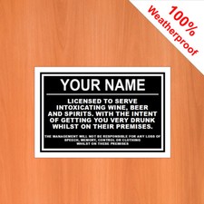 Funny personalised Bar sign/sticker/plaque man cave shed garage home pub 9624
